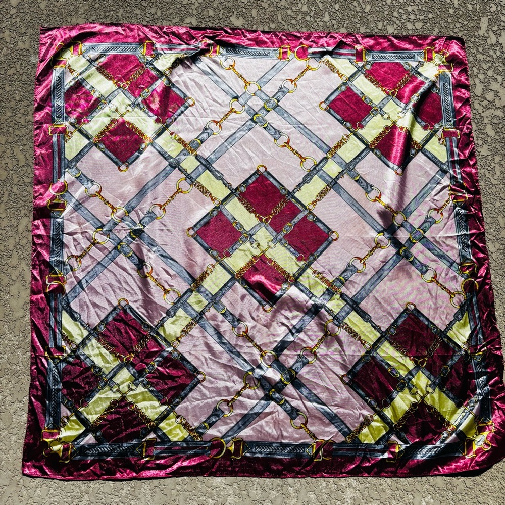 Satin Scarf Equestrian Bridle Horse Tack Snaffle Bit Square 35” X 35”